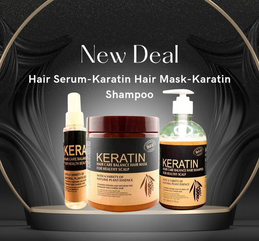 Keratin Deal Of 3 Keratin Hair Serum – 100ml Keratin Hair Mask – 500 ml Keratin Hair Shampoo- 500 ml - My Store